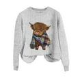 thumbnail image 2 of GuzomFashion Highland Cow Graphic Retro Womens Sweatshirt - Soft Polyester Cropped Loose Fit, Ribbed Crew Neck Inclusive Sizes (S-XXXXXL) Gray,Size 3XL, 2 of 4