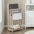 thumbnail image 2 of Gymax 3-Bar Freestanding Towel Rack w/ Bottom Storage Shelf Anti-toppling Device Washed White, 2 of 10