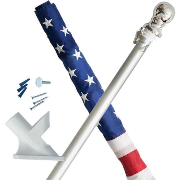 Valley Forge Nylon American Flag Kit - Outdoor Embroidered - 2.5'x4' Set — Residential Use, Standard Application