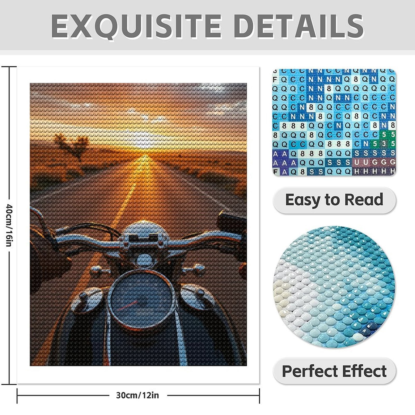 Diamond Art Kits for Adults - 5d Motorcycle Sunset Adventure Journey Diamond Painting for Adults, Diamond Art for Adults Beginners, Diamond Painting Kits for Adults for Home Wall Decor