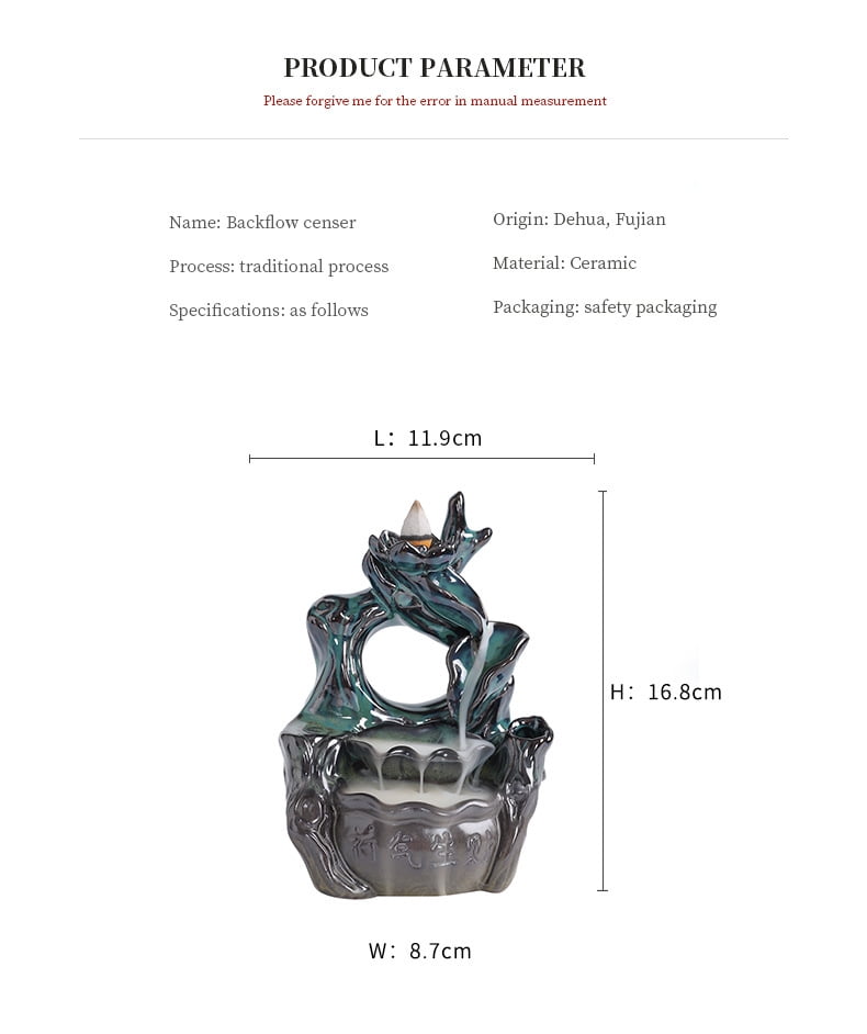 Ceramic Lotus Leaf Aromatherapy Holder Creative Waterfall Lotus Backflow Incense Burner Ornament for Yoga Room Office Bedroom