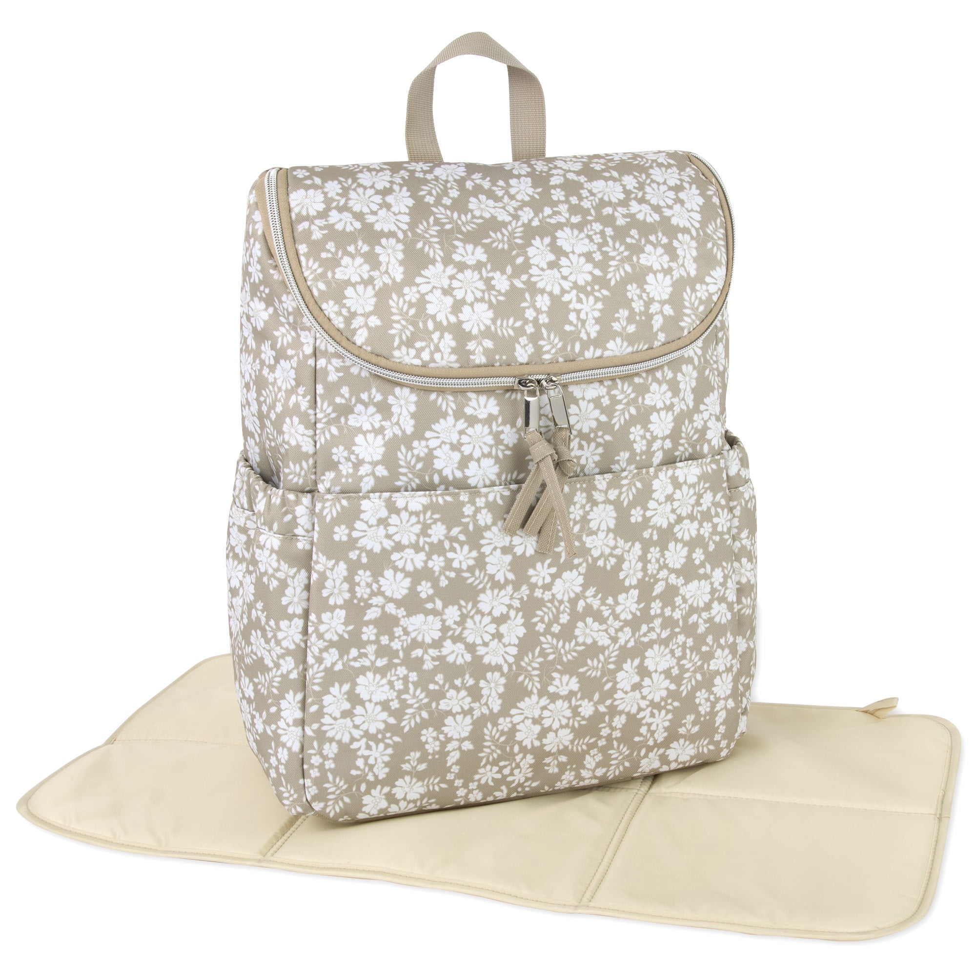 Baby Essentials  Diaper Bag 2 Piece Floral Backpack with Stroller Straps and Matching Changing Pad in Dusty Floral