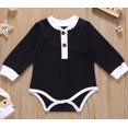 thumbnail image 2 of Baby’s Casual Long-sleeved Jumpsuits Fashion Solid Color Button Round Neck Triangle Wrapped Romper, 2 of 5