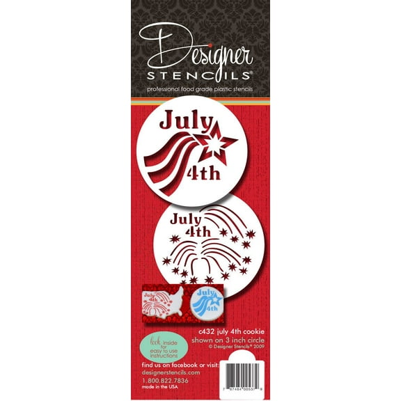Designer Stencils Fourth (4th) of July Cookie Set Stencils, Beige/semi-transparent