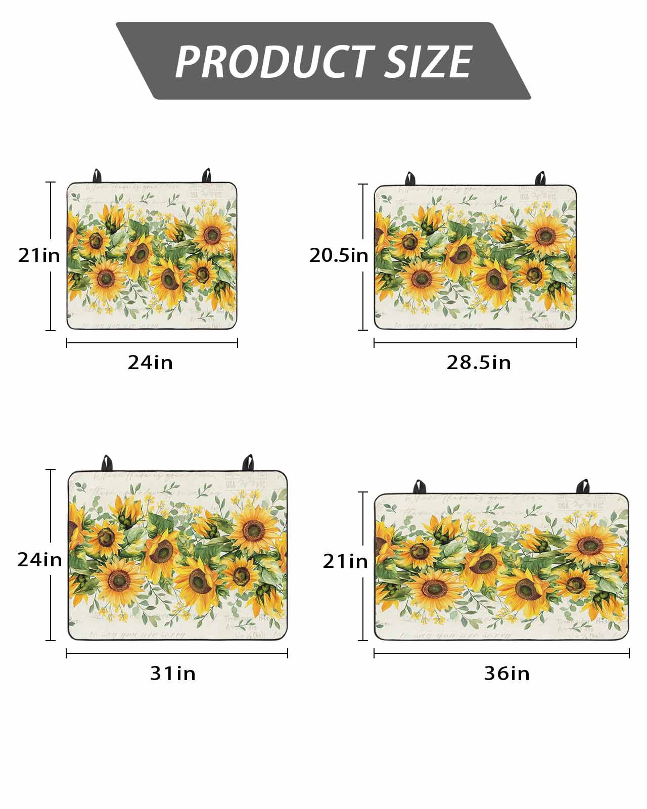 Stove Top Covers for Electric Stove, Sunflower Glass Stovetop Cover Protector, Country Botanical Yellow Green Floral Leaf Induction Cooktop Protector Oven Mat for Kitchen Countertop 24"x21"