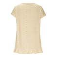 thumbnail image 4 of Tsesme Women's V-Neck Eyelet Tops Fashion Irregular Ruffle Hem Short Sleeve Shirt Summer Casual Loose T-Shirts, 4 of 6