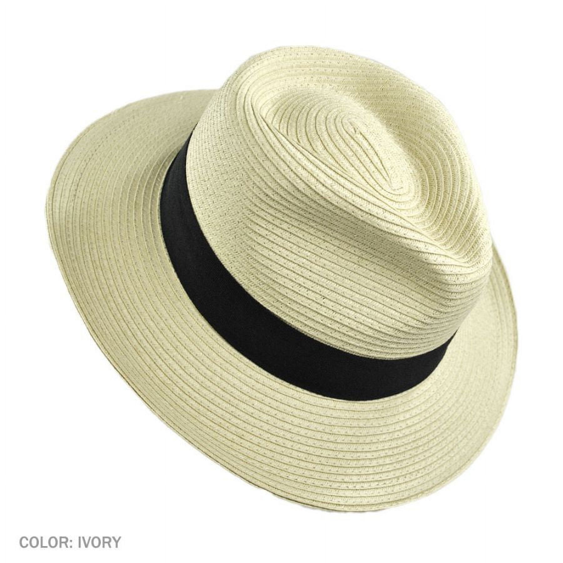 Summer C-Crown Toyo Straw Fedora Hat - XL - Ivory - image 3 of 9