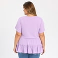 thumbnail image 3 of DARING DIVA Women's Plus Babydoll Tops V Neck Casual Loose Fit Blouses 2X Purple, 3 of 6