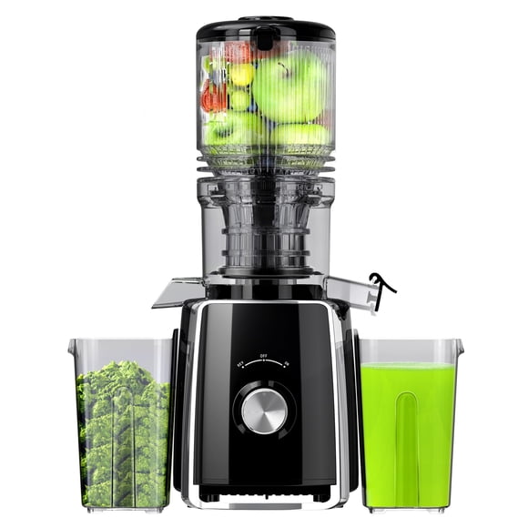 Cold Press Juicer, Slow Masticating with Wide Feed Chute for Whole Fruits & Vegetables | Higher Juice Yield & Nutrient Retention | BPA-Free, 300W Qui