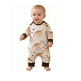 thumbnail image 3 of Bellafa Newborn Baby Boys Cotton Romper Onesies Infant Long Sleeve One-Piece Toddler Button Jumpsuits Fall Spring Outfits, 3 of 7