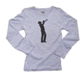 thumbnail image 1 of Trendy Trumpeter Silhouette Playing Trumpet Loud Women's Long Sleeve Grey T-Shirt, 1 of 2