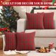 thumbnail image 4 of Juego de 4 fundas de cojín navideñas, fundas de almohada, fundas de almohada a cuadros de 45 x 45 cm, decoración navideña para el dormitorio, sofá del coche, cuadros pequeños rojos, 4 of 4