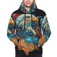 thumbnail image 4 of KLL Stained Glass Eagle USA Print Mens Hoodie Long Sleeve Casual Pullover Hooded Sweatshirt Fashion Drawstring Hoodies with Pocket-X-Large, 4 of 6