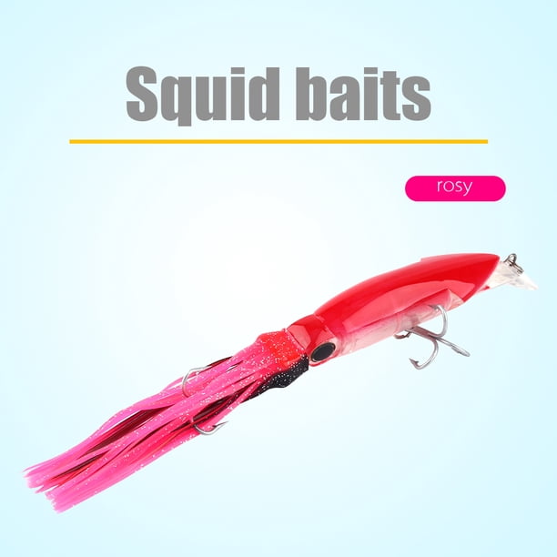 Calamar 24 Cm/40 G Señuelos De Pesca Señuelos De Calamar Cebo De Pescado Crankbait Tackle Jig Gancho Triple Rosa Rojo