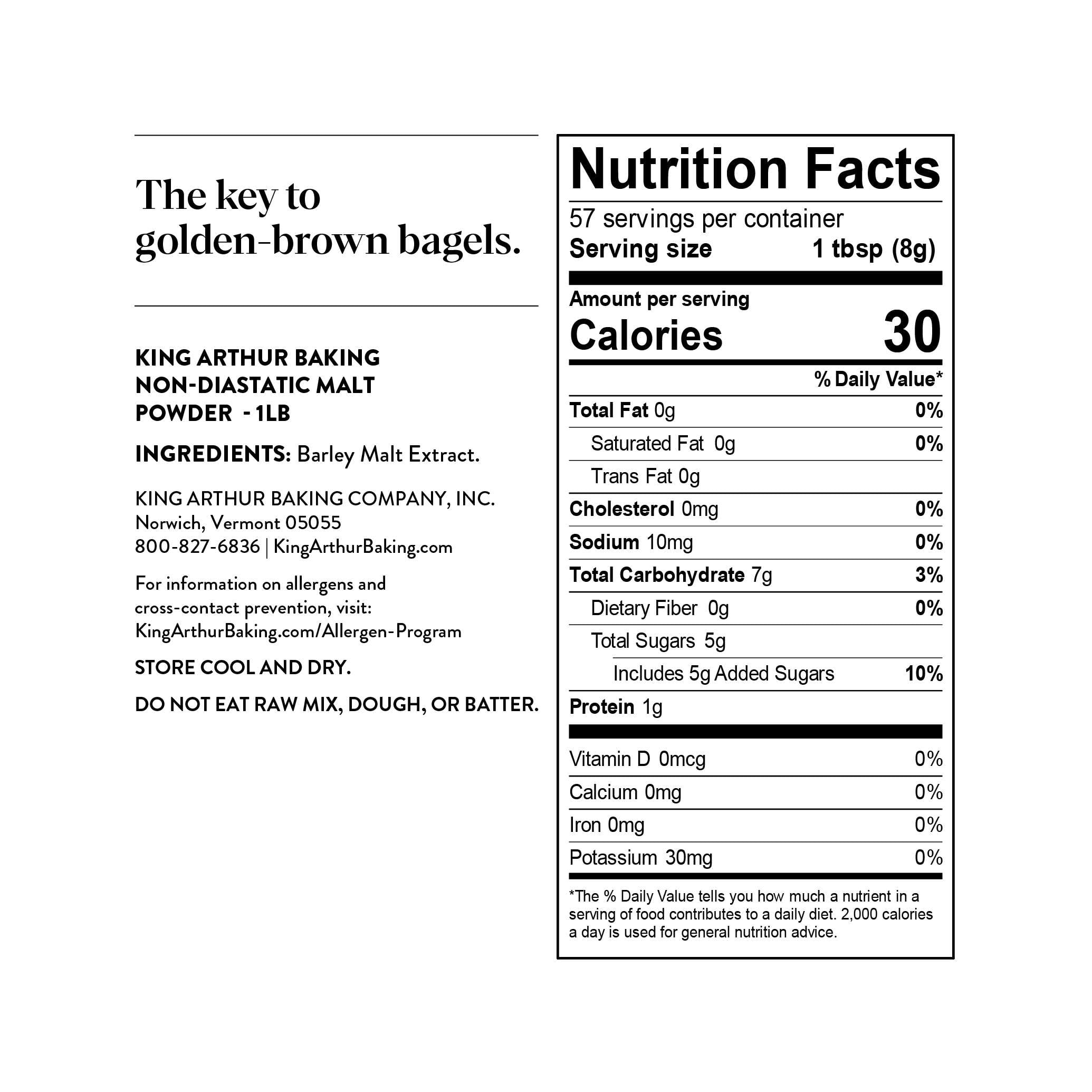 King Arthur Flour Non-Diastatic Malt Powder, Kosher - 16 Ounce Bag