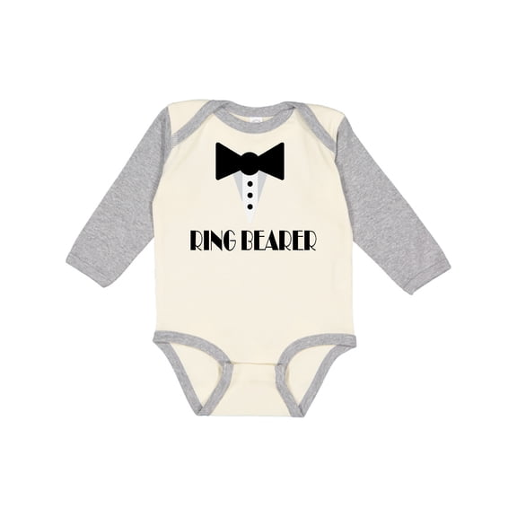 Inktastic Ringbearer Mock Tux Wedding Tuxedo Boys Long Sleeve Baby Bodysuit