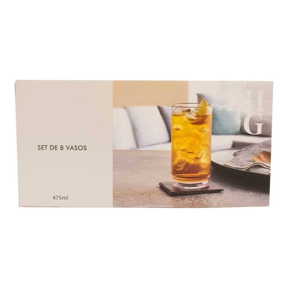 Set de Vasos Better Homes & Gardens de Cristal 475 ml 8 Piezas