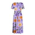 thumbnail image 6 of LWavelet Women's Plus Size Vintage Green Maxi Dress Short Sleeve Tie Waist Casual Lace Trim Dress with Pockets Purple 2XL, 6 of 7