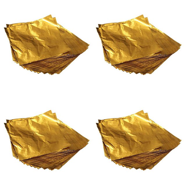 400 Pcs Carrés Bonbons Chocolat Sucette Papier Aluminium Doré