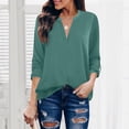 thumbnail image 2 of Tosmy Womens Blouses Womens Chiffon Blouses V Neck 3/4 Sleeve Work Shirt Tunic Top Office Wear Casual Blouses For Women, 2 of 5