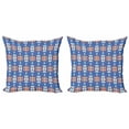 thumbnail image 1 of Ambesonne Aztec Throw Pillow Cover 2 Pack, Retro Native Triangular Art, 16", Azure Blue Multicolor, 1 of 2