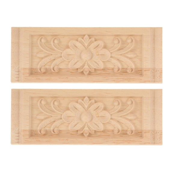 GOOHOCHY 2pcs Wood Onlays Appliques for Furniture European Style Wood Carving Decorative Trim for Cabinet Door Carved Applique Onlays Home Decor