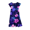 thumbnail image 3 of EGNMCR Robe à Manches Courtes à Col Rond Robe d'Été pour Filles à Imprimé Floral Manches Courtes à Volants avec Poches Robe à Col Rond Imprimée pour Enfants Fille Robe en Polyester, 3 of 5