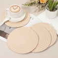thumbnail image 4 of 4 Pcs Manteles Individuales Redondos Trenzados, Manteles de 7 Pulgadas Tejidos para Decoración de Granja, Beige, 4 of 7
