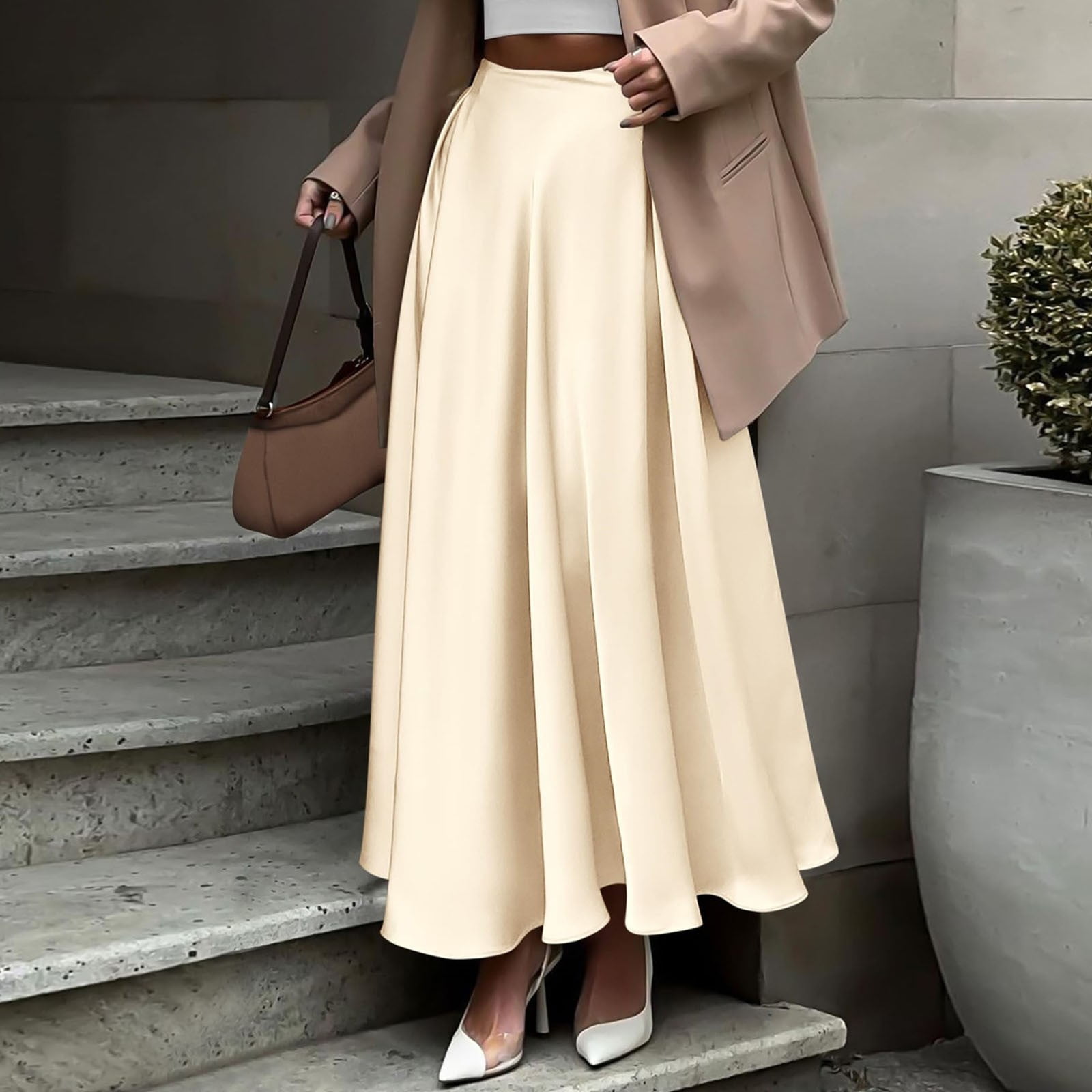 beige flowy skirt