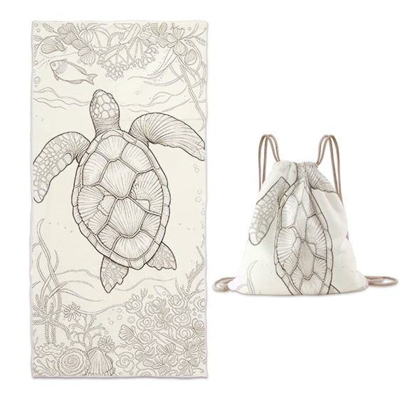 Beach Towel Bag, Portable Beach Towel Backpack, Integrated Beach Towel with Shoulder Strap, Breathable Cotton Linen Material, Geometric Design, Lightweight and Compact for Travel and Outdoor Use