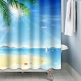 thumbnail image 5 of Blue Sky Sunshine Leaves Fabric Shower Curtain for Bathroom Decoration Summer Vocation Sea Ocean Beach Shells Starfish Bath Cloth Decor Curtain Set with 12hooks 72x72 inches, 5 of 6