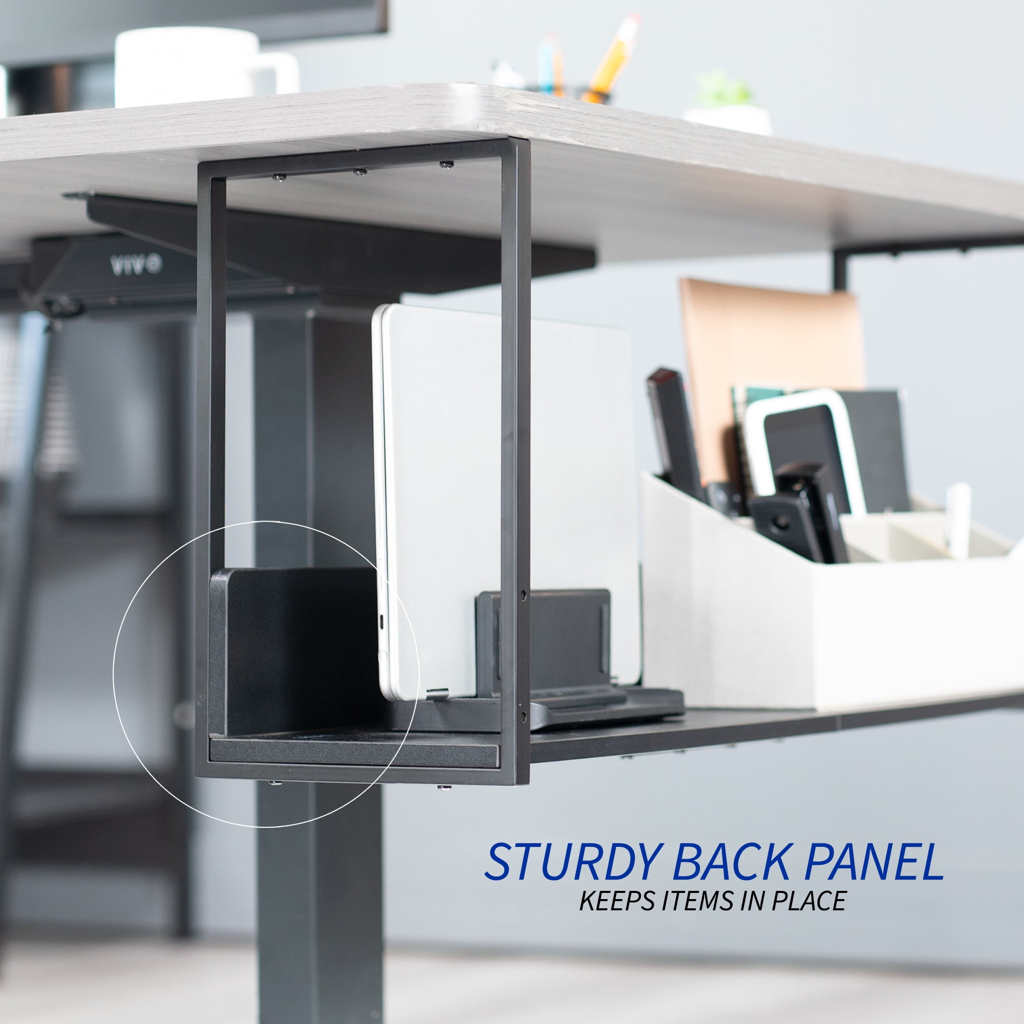 VIVO Black 30" Under Desk Shelf Storage Organizer System