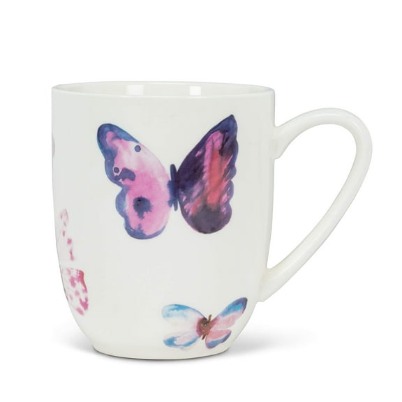 Abbott Collection AB-27-PAPILLON-XLG 4.5 in. Butterfly Belly Mug, White & Pink