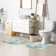 thumbnail image 5 of Toilet Rug U-Shaped Bathroom Rugs Non-Slip Soft Plush Machine Washable Contour Bath Mat Mint Green Marble 24x20, 5 of 9