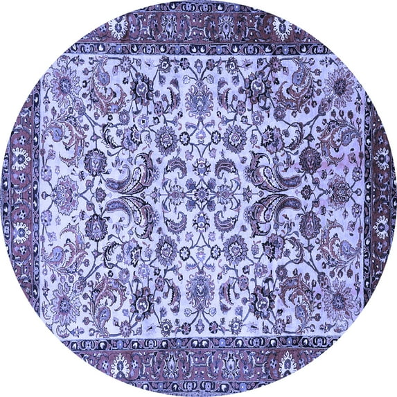 Ahgly Company Machine Washable Indoor Round Persian Blue Traditional Area Rugs, 4' Round
