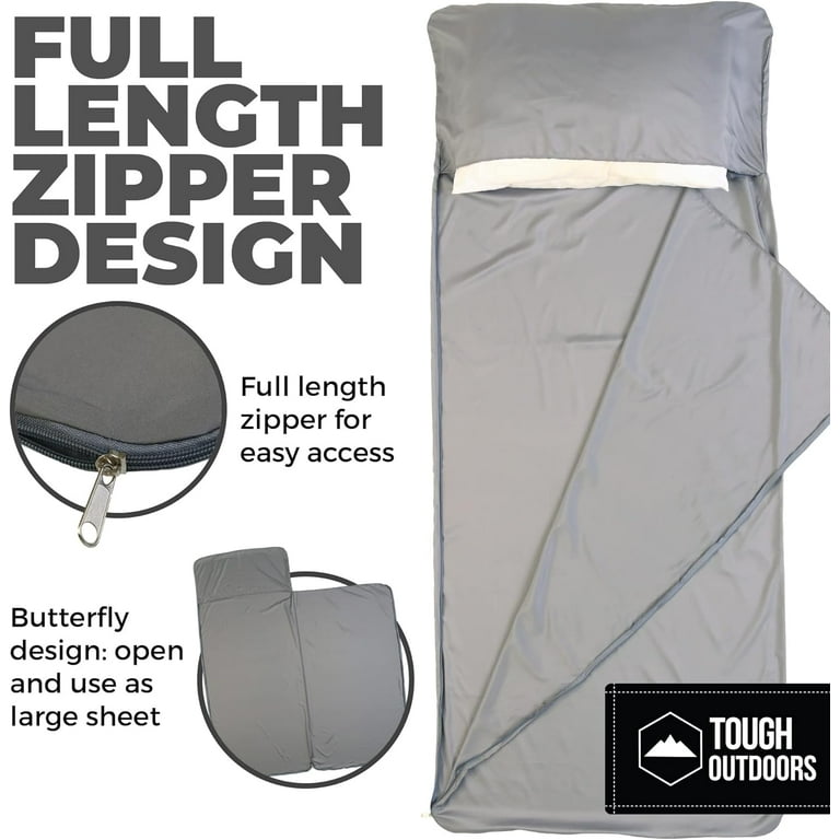 Tough Outdoors Washable Sleeping Bag Liner - Adult Sleep Sack for