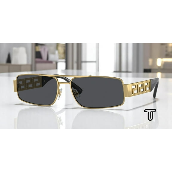VERSACE VE2257 100287 Gold Dark Grey 60 mm Men's Sunglasses