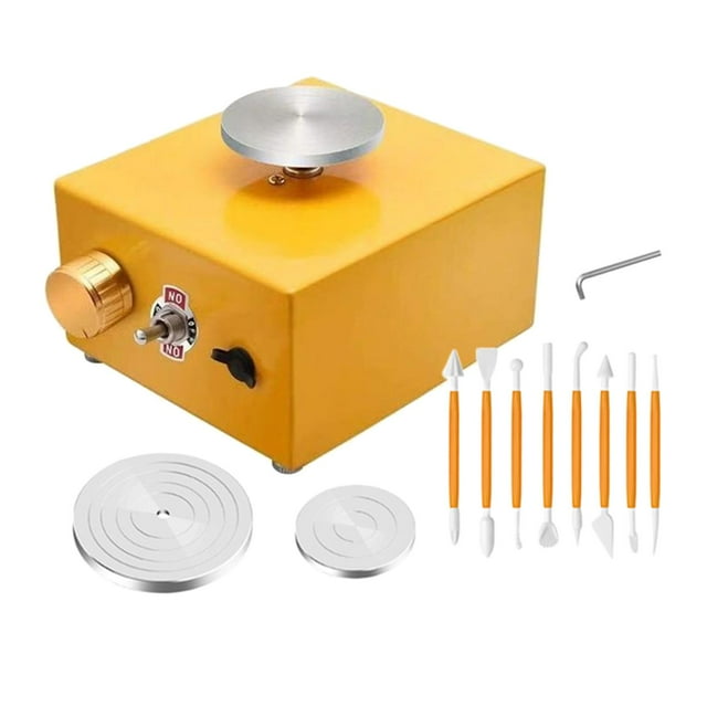 Abbracc Mini Pottery Wheel Turntable Tabletop Pottery Machine Tabletop Electric Pottery Yellow