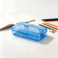 thumbnail image 4 of Plastic Pencil Case, Large Clear Pencil Boxes with Snap-tight Lid Stackable, Stylish Office Supplies Storage Organizer, Blue 8.1x4.8x2.3in, 4 of 6