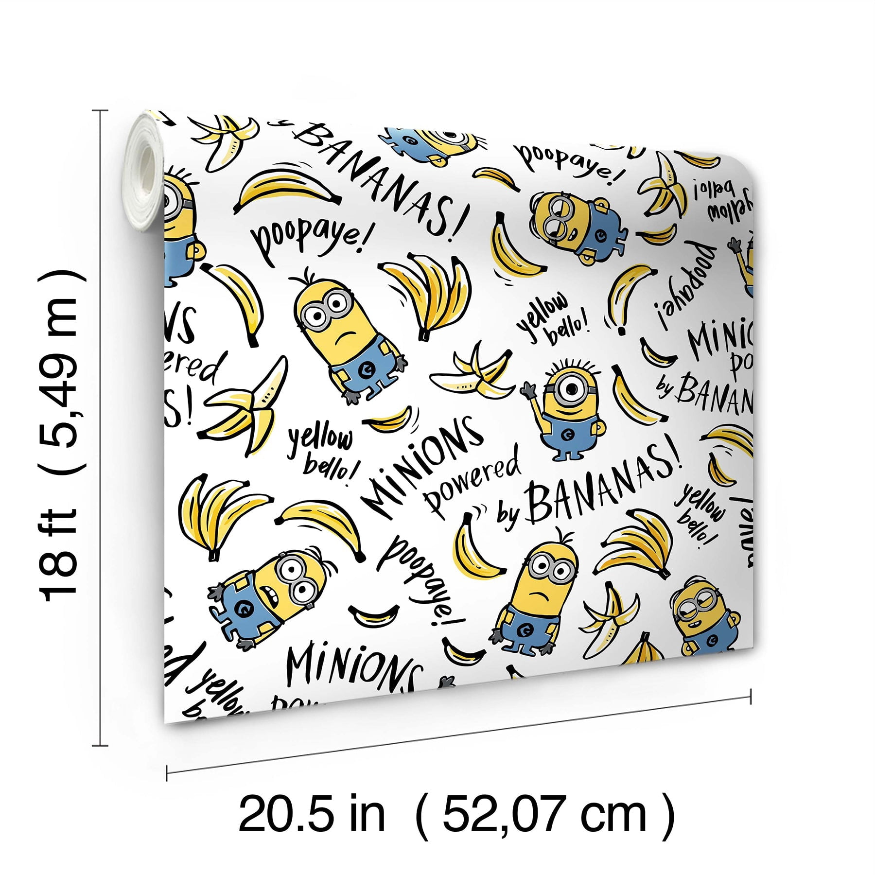 Universal Minions Powered by Bananas Peel and Stick Wallpaper by RoomMates