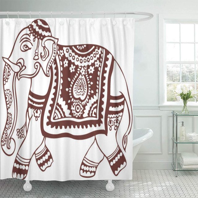 Cortina de ducha ABPHQTO Diseño de elefante oriental herencia asiática 165x180 cm