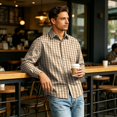 thumbnail image 4 of FGVCTG Mens Plaid Shirts Casual Classic Long Sleeve Collar Button Down Shirts Daily Outdoor Casual Shirt Earthy Yellow S, 4 of 7
