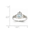 thumbnail image 2 of 14k White Gold CZ March Birthstone Claddagh Heart Ring, 2 of 2
