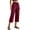 30# Wine, variant on Linen Capris for Women Wide Leg Petite Pull On Pants with Drawstring Elastic Waist Casual Cropped Pants Dark Gray S
