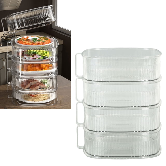 Food Storage Container, Leftover Meal box, Foldable Bento Box, Transparent Food Container Meal Prep Containers with Buckle Design for Leftover Lunch Dinner or Snacks
