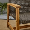 thumbnail image 5 of 3 Seater Outdoor Patio Sofa, Rattan Couch Furniture with Wood Wide Armrests and Deep Seating, 3-Seat Patio Sofa for Porch, Backyard, Pool, Sunroom, Poolside (Natural+Grey), 5 of 9