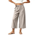 thumbnail image 4 of Kaemgyyd Wide Leg Pants Casual Wide Leg Capris Pants Side Bow High Waist Trousers Vacation Cropped Clothes（Beige,XX-Large）, 4 of 5