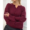 thumbnail image 2 of Women's Spring Crop Tie Front Cardigan Long Sleeve Rib Knit Sweater Top, 2 of 5