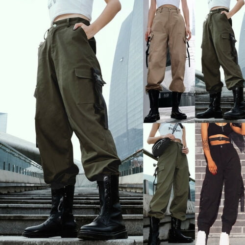 Pudcoco Women Straight Cargo Pants 