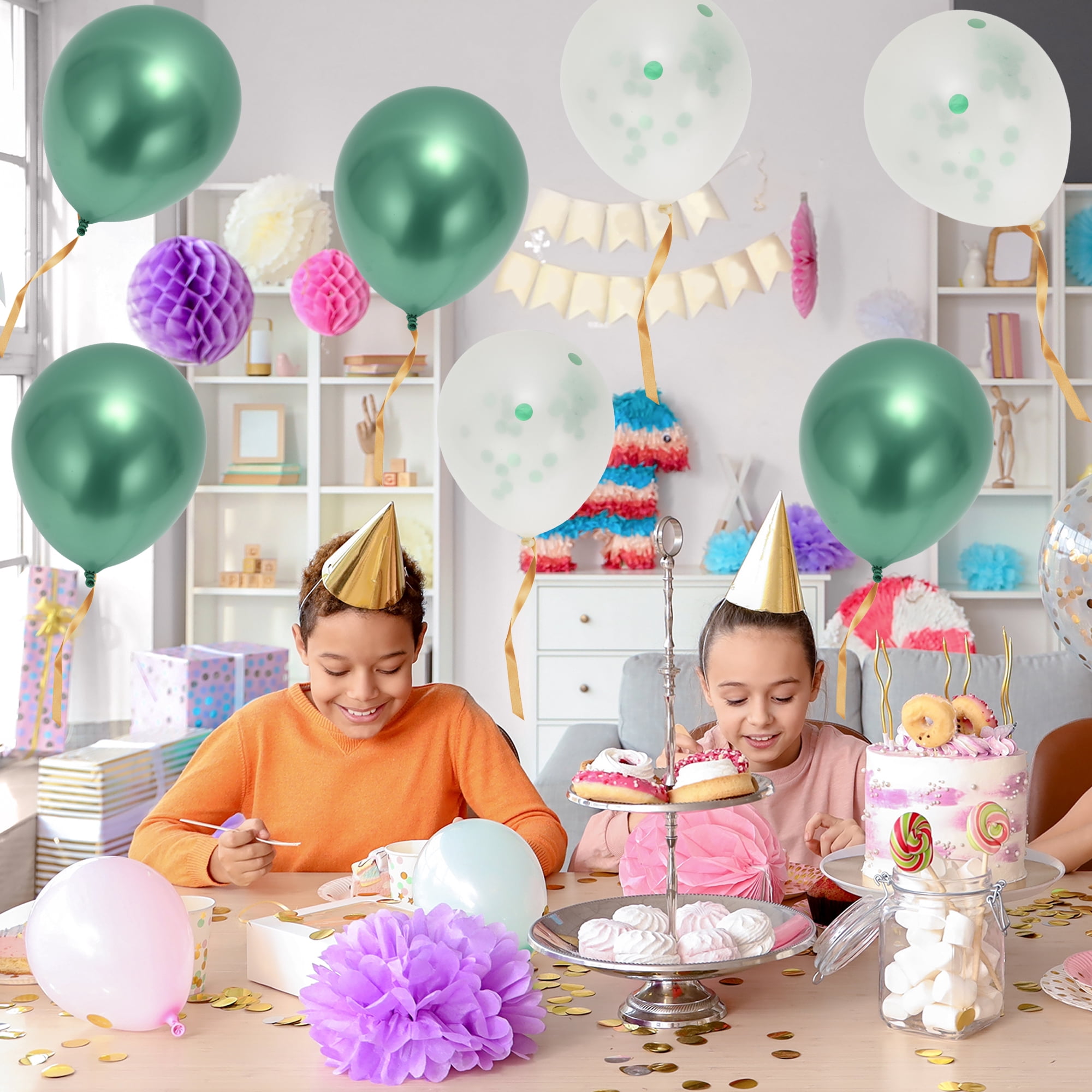 Unique Bargains 10Pcs Latex Party 12 Inch Round Helium Balloons Green